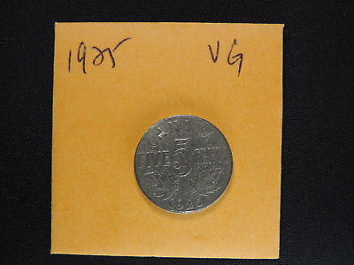 1925 5 Cent Coin Canada King George V Five Cents Key Date Low Mintage VG Grade