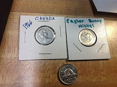 1966, 1967, 1968 Canada Nickels, 5 Cents, 3 Different Dates  Canadian