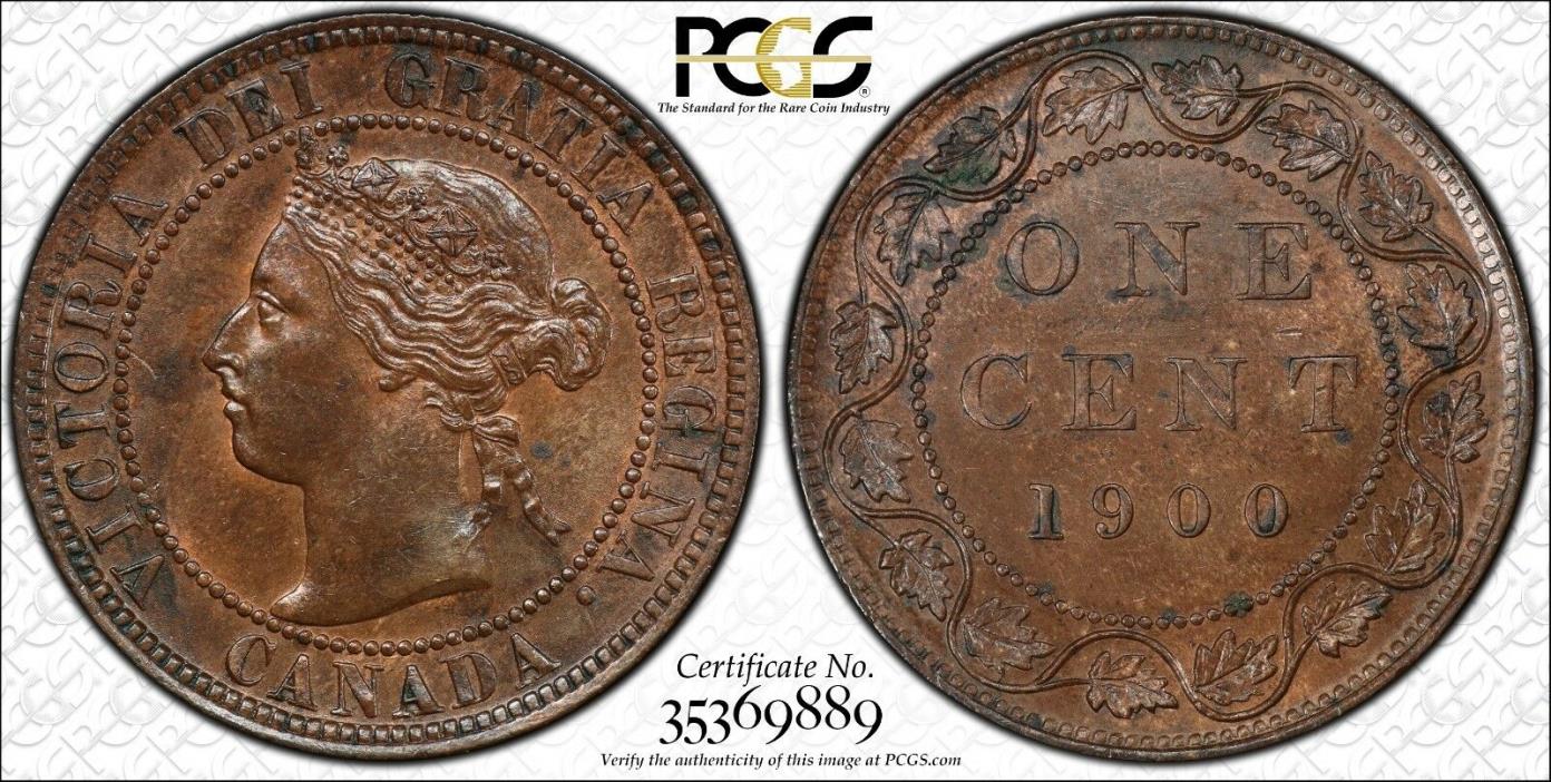 Mint Error Canada 1900 Large Cent PCGS MS-63 BN