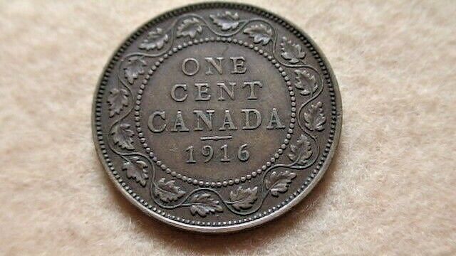 1916(No Mint Mark) Canada One Large Cent 1C Coin