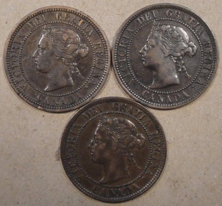 Canada 1881-H,1882-H,+1897 Cents as Pictured