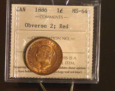 Beatifull canadian penny 1886 RED ms-64 Obverse # 2