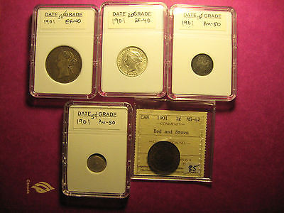 Rare 1901 Canada 5 coin set