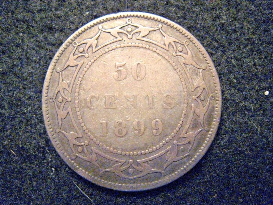 1899 Wide 9 Canada Newfoundland 50 Cents Half Dollar Silver Circ'd