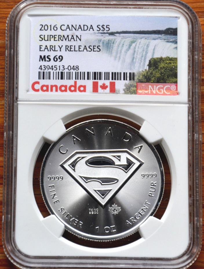 2016 Canada Silver $5 Superman ER NGC MS69
