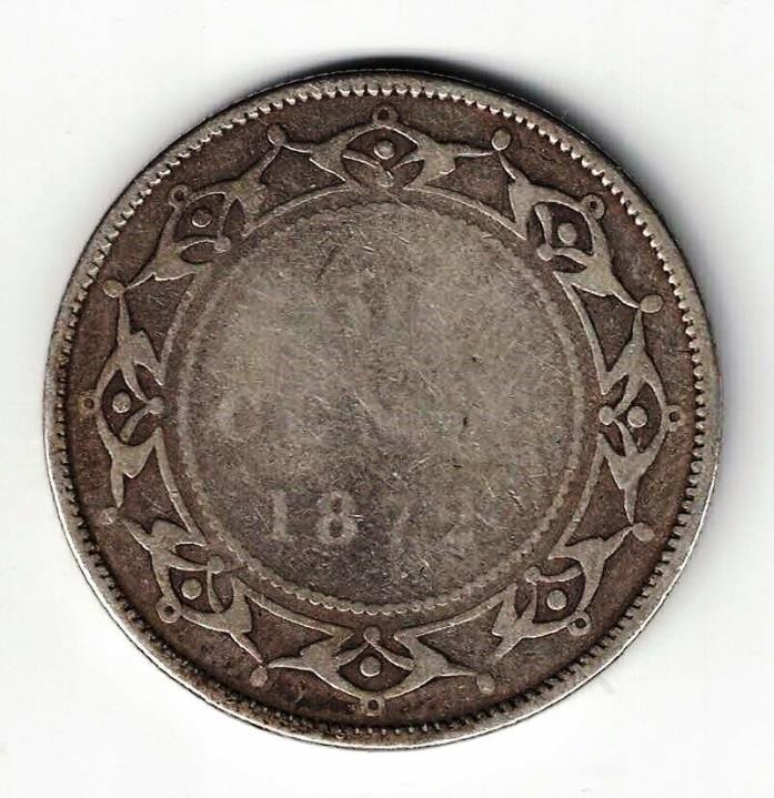 NEWFOUNDLAND 1872 H 50 CENTS QUEEN VICTORIA CANADIAN STERLING SILVER COIN