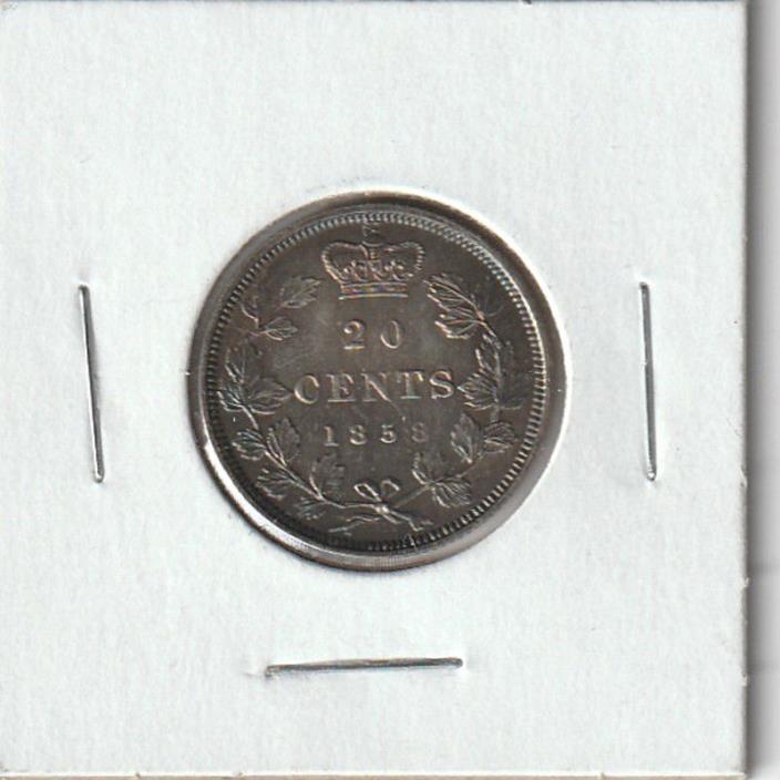 Rare Canadian 1858 Silver 20-Cent Coin - A U - Beautiful Coin!!!