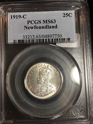 **1919C** Newfoundland, ¢25 Cent, PCGS Graded, **MS-63**
