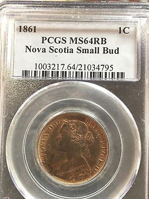 **1861**Nova Scotia, 1 Cent Sm. Bud, PCGS Graded, **MS-64**
