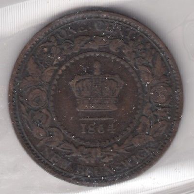 1864 New Brunswick One Cent Short 6; E/F ERROR ICCS Graded VG-10 Rare Piece