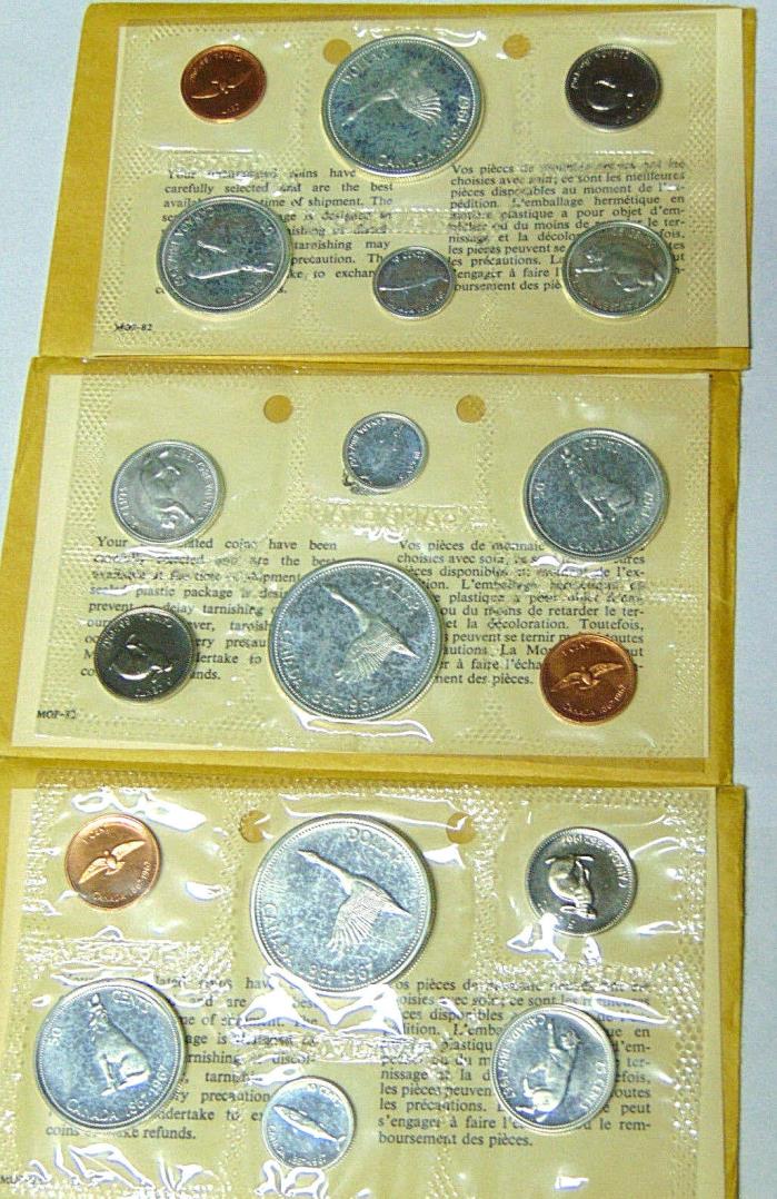 1967 Canada Centennial Commemorative Silver Proof-Like Set - 3 Sets For 1 Money