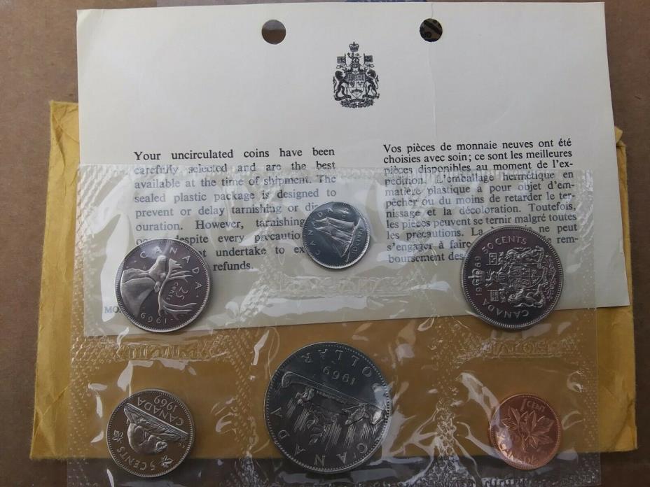 1969 PL Proof-Like 6 Coin Gift Set Royal Canadian Mint '69 RCM Dollar Penny Dime