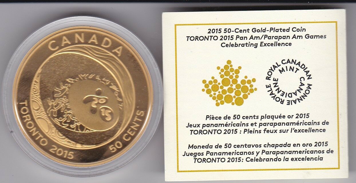 Canada Coin 2015 Pan Am/Parapan Games 50 Cent Gold Plated Coin