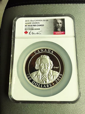 2015 10 oz Silver Coin NGC PF-70 9999 $100 Albert Einstein (Royal Canadian Mint)