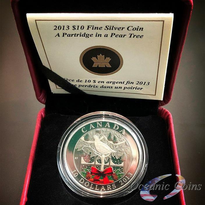2013 CANADA $10 - A PARTRIDGE IN A PEAR TREE - PURE SILVER PROOF COIN -  10,000!