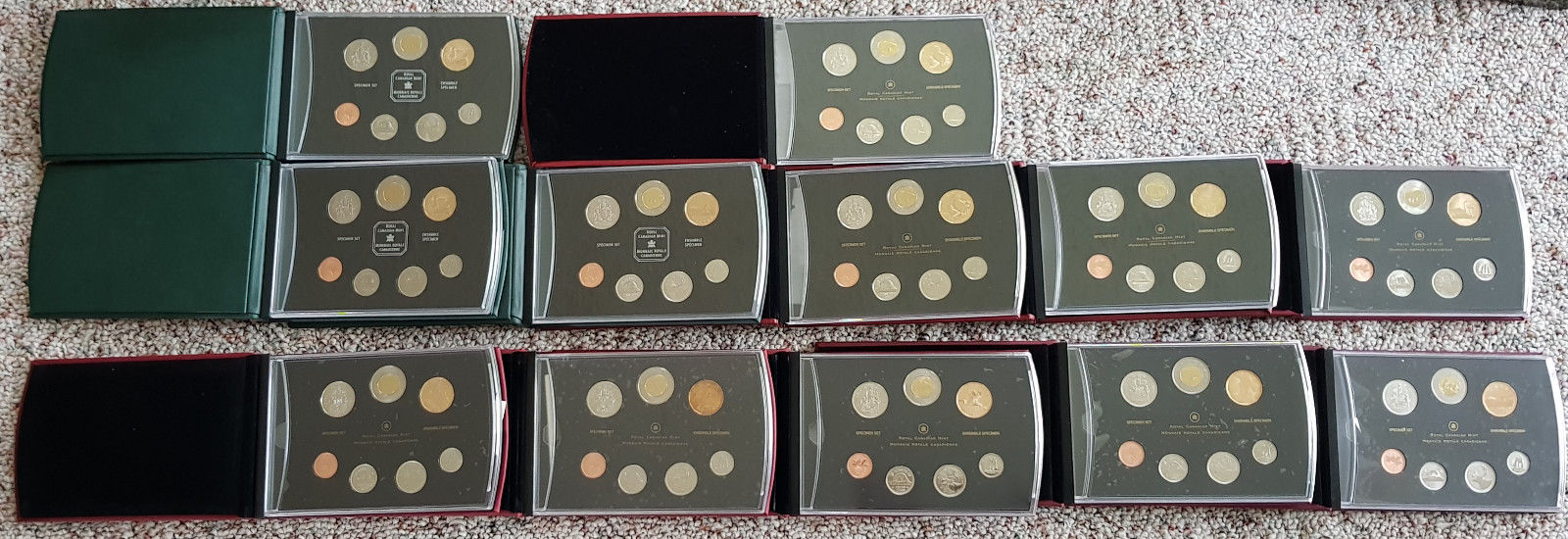 12 Specimen Proof Sets 2002-2010. Royal Canadian Mint with COA