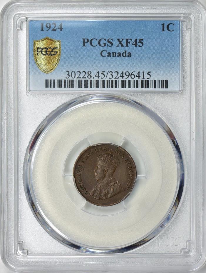 Canada 1924 One Cent PCGS XF-45