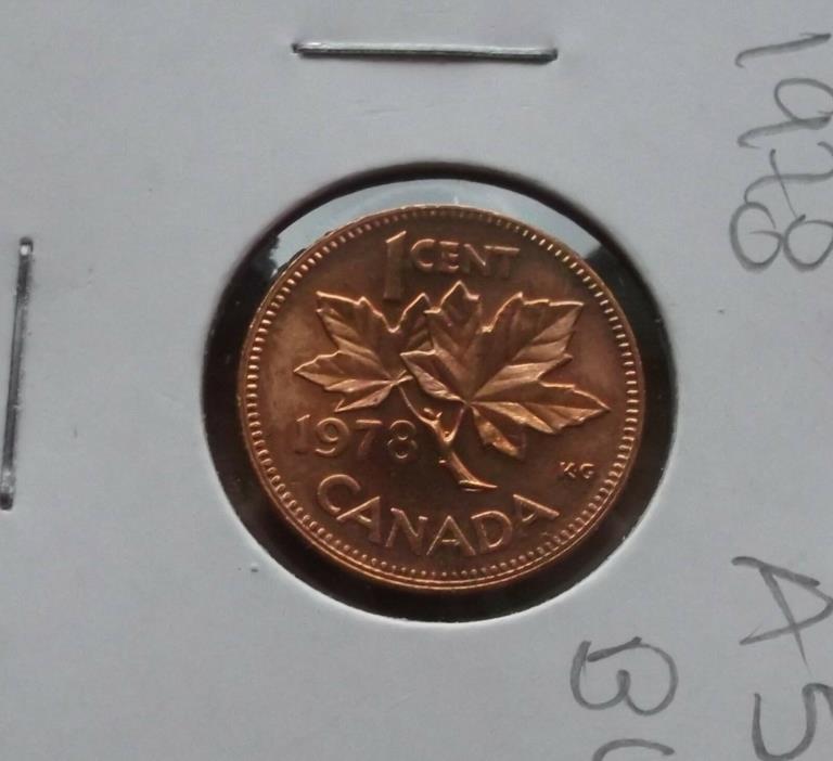1978 1 CENT CANADA COIN in uncirculated condition with some flaw? (REFA5)