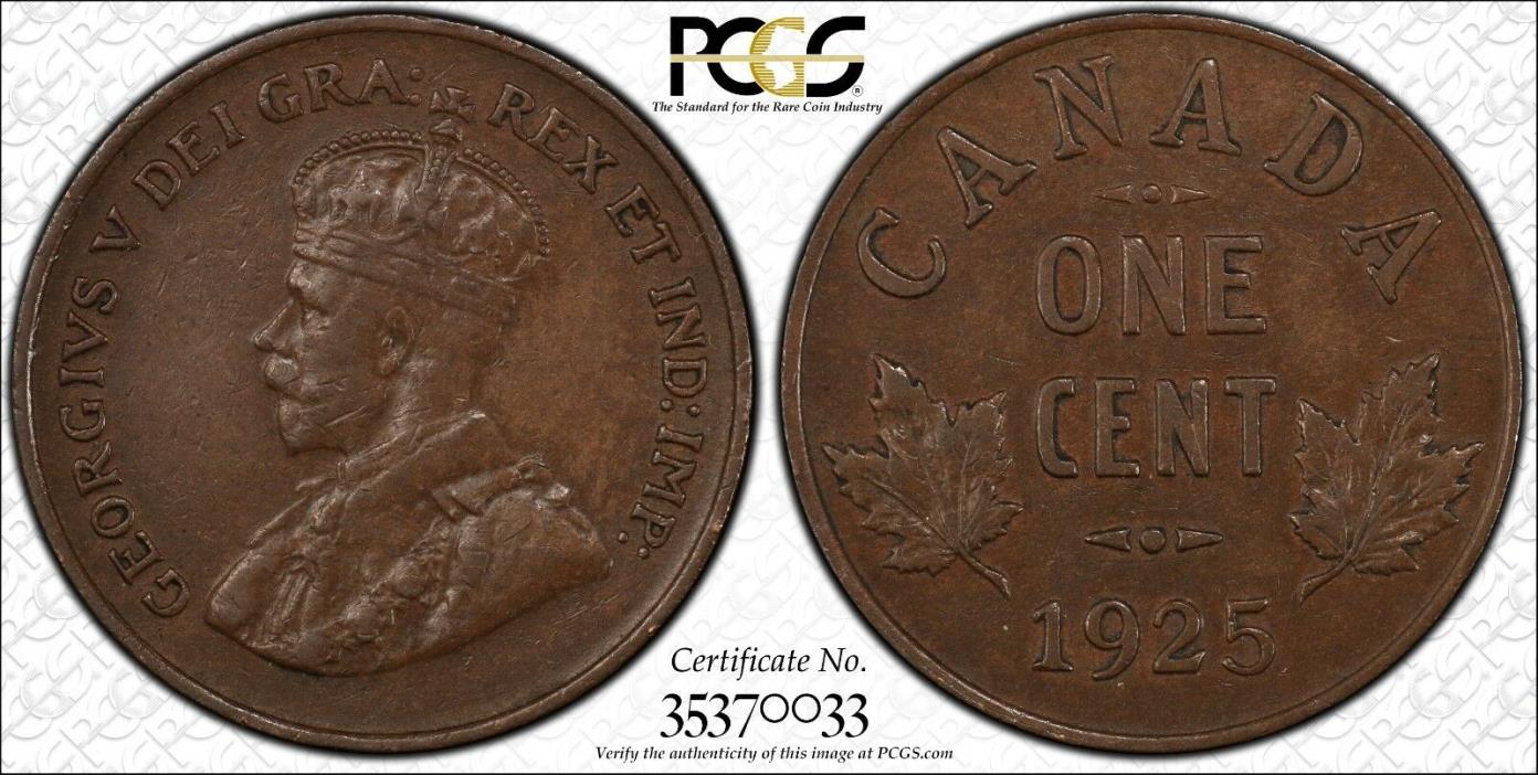 Canada 1925 Small Cent PCGS AU-53