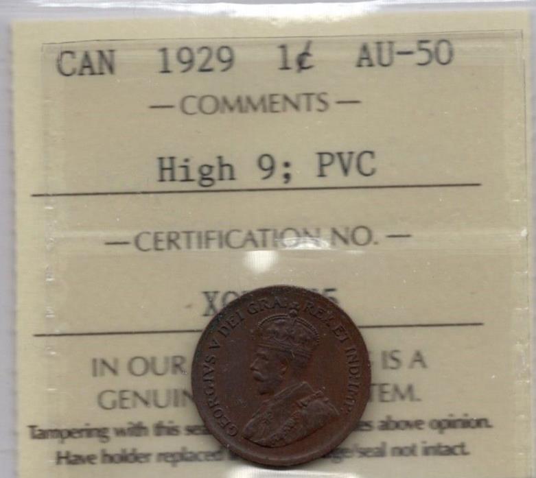 1 Cent 1929 High 9 AU50