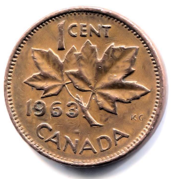 1963 Canada One Cent Penny Canadian