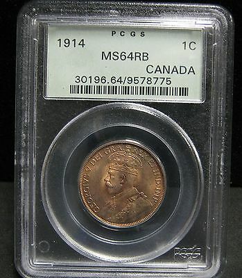 1914 Canadian One Cent - PCGS  MS64 RB - 8775