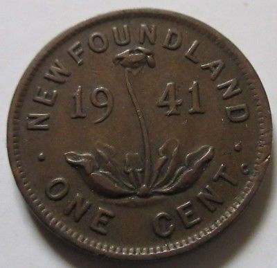 1941 Canada Newfoundland Small Cent Coin. NICE GRADE (ID = RJ159)