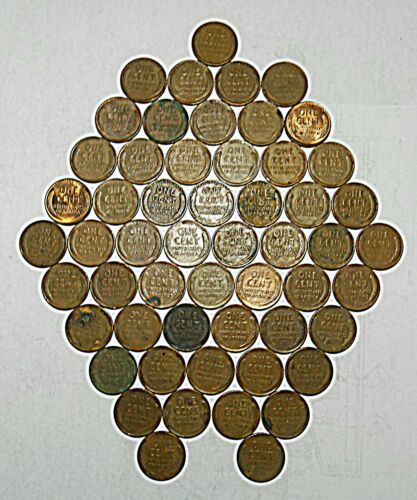 Lot of 55 VTG Antique Wheat Pennies PDS One Cent Lincoln Copper Must See List