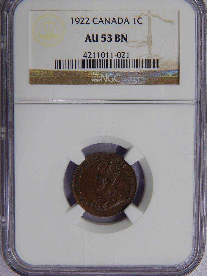 Canada 1922 Small Cent NGC AU-53