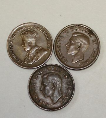 Canada coin 1920 1940 1942 1 Cent. Bronze. 3 Pcs. Circulated