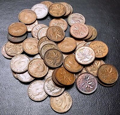 Lot of 50x Canada Small Cents Pennies - Dates: 1943 & 1944