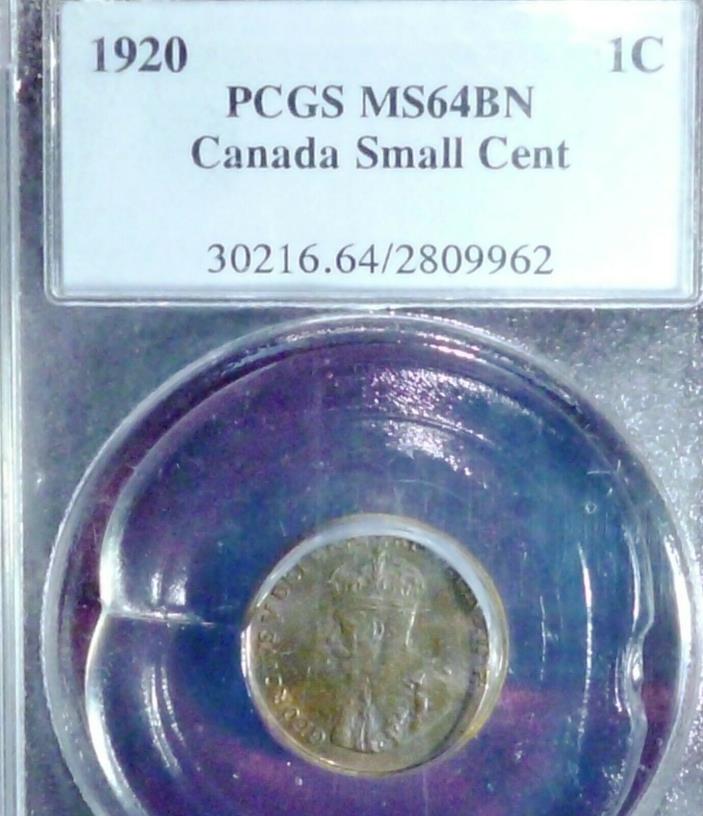 1920 ONE CENTS CANADA  PCGS MS64