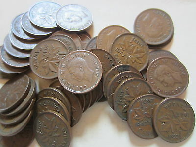 Roll of 1947 ML Canada Small Cents (50 Coins).