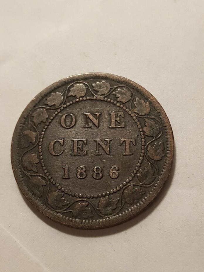 Canada 1 Cent 1886 Victoria Large Cent Copper Penny Coin