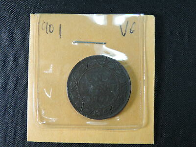 1901 1 Cent Coin Canada Victoria One Cent VG Grade