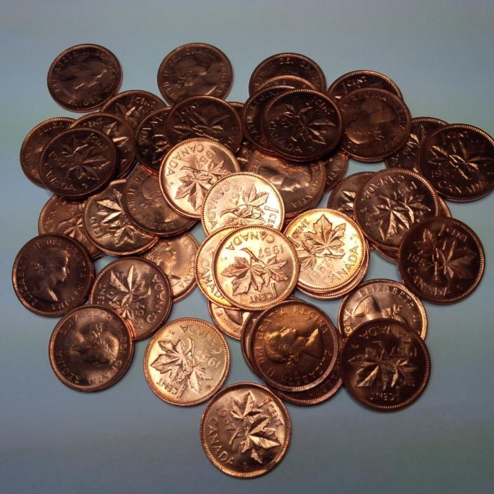 Seldom Offered Roll of 50 ea CH to GEM BU 1957 Cents - Full Reds