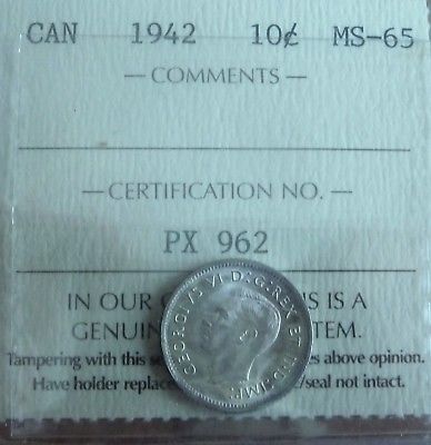 1942 ICCS -  Ten Cents MS65  ***OLD CERT***