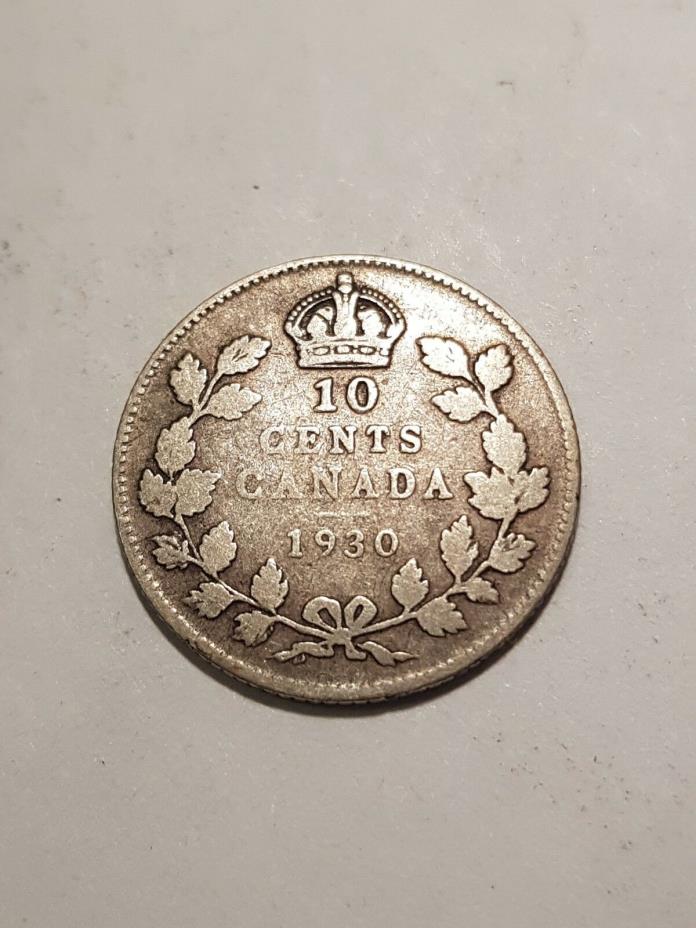 1930 Canada Silver 10 Cents Dime George V Coin