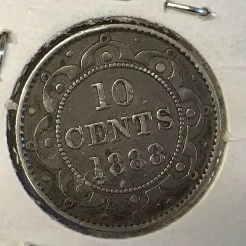1888 Canada Newfoundland 10 Cent Silver Coin 30,000 Mintage RARE Semi-KEY Date