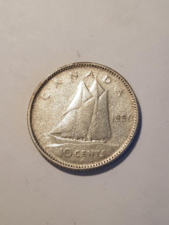 1950 Canada Silver 10 Cents Dime George VI Coin