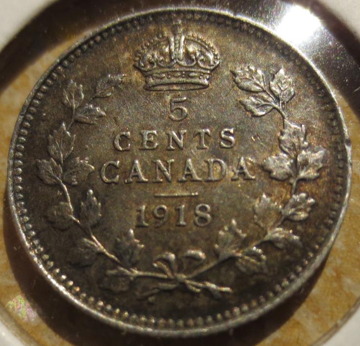 1918 CANADIAN 5 CENT COIN IN NICE CONDITION