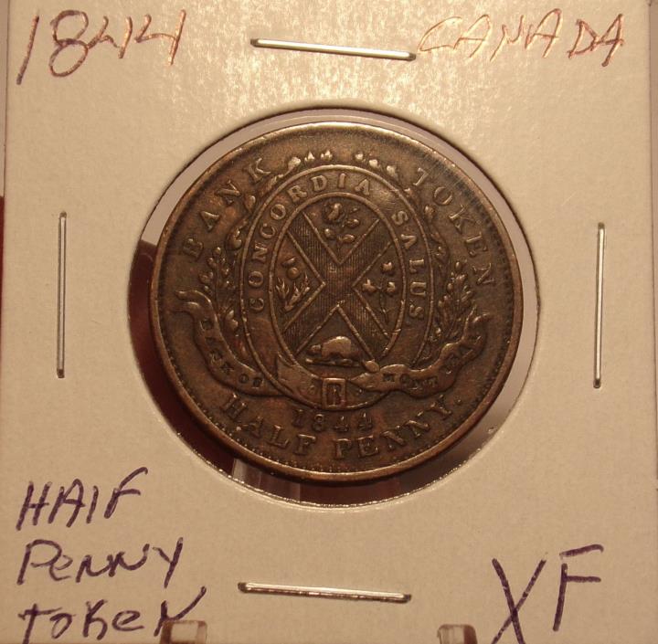 1844 Canada Half Penny Token XF....Priced Below Wholesale.........Lot 2131