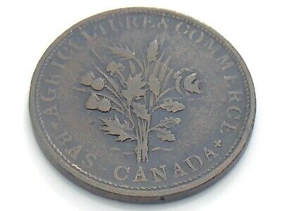 Lower Bas Canada Montreal Bouquet Un Sou with Agriculture Commerce Token I827