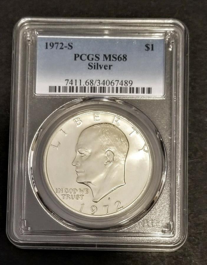EIGHT (8) EISENHOWER SILVER DOLLARS 1972-S PCGS MS-66, MS-67 & MS-68 PLUS PROOFS