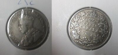 Canada 1934 Silver 25 Cents