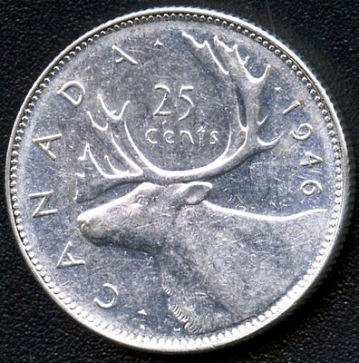 1946 Canada 25 Cent Silver Coin (5.83 Grams .800 Silver)