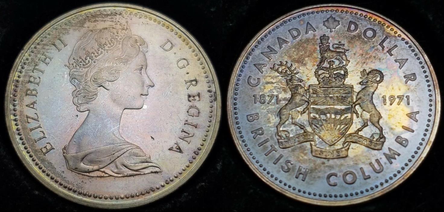 GREAT TONING 1971 GEM PROOF LIKE CANADIAN SILVER $1 ,-TONED C100702