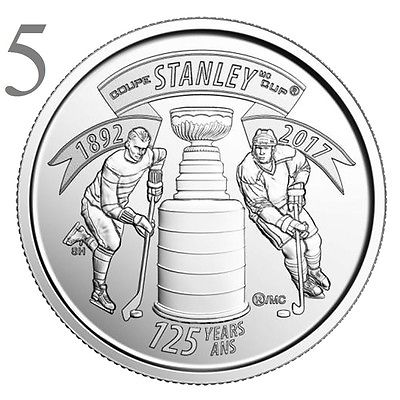 CANADA 2017 New 5x25 cents 125th Anniversary of the STANLEY CUP (UNC From roll)