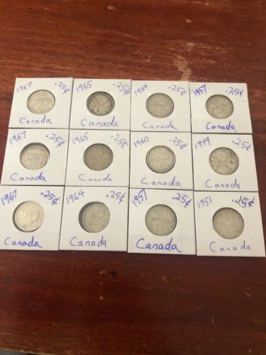 Silver Coins 12 Canadian Silver Quarters