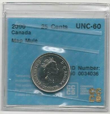 2000 MAP CANADA QUARTER * graded UNC-60 * error 